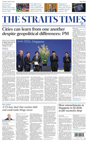 Prima pagina The Straits Times di oggi - Quotidiano estero