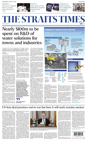 Prima pagina The Straits Times di oggi - Quotidiano estero