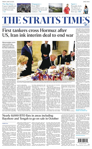 Prima pagina The Straits Times di oggi - Quotidiano estero