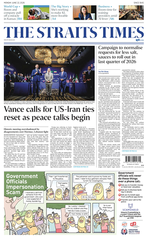 Prima pagina The Straits Times di oggi - Quotidiano estero
