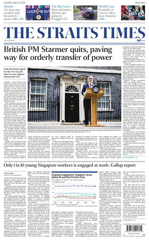 Prima pagina The Straits Times di oggi - Quotidiano estero
