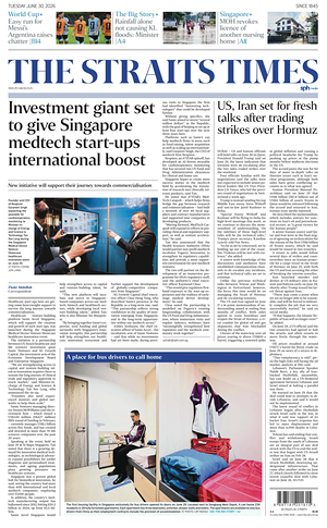 Prima pagina The Straits Times di oggi - Quotidiano estero