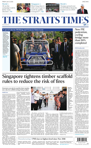 Prima pagina The Straits Times di oggi - Quotidiano estero