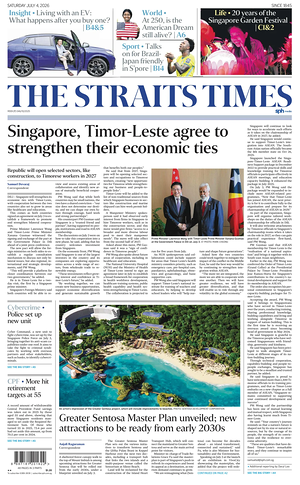 Prima pagina The Straits Times di oggi - Quotidiano estero