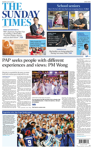Prima pagina The Straits Times di oggi - Quotidiano estero