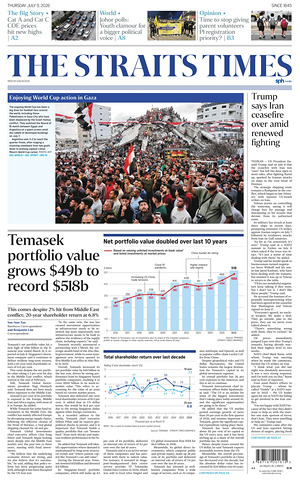 Prima pagina The Straits Times di oggi - Quotidiano estero