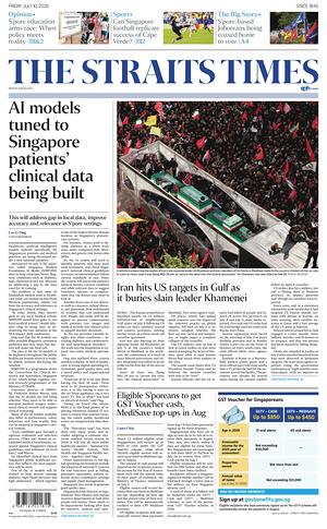 Prima pagina The Straits Times di oggi - Quotidiano estero
