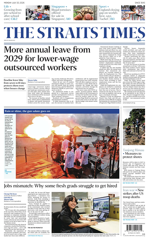 Prima pagina The Straits Times di oggi - Quotidiano estero