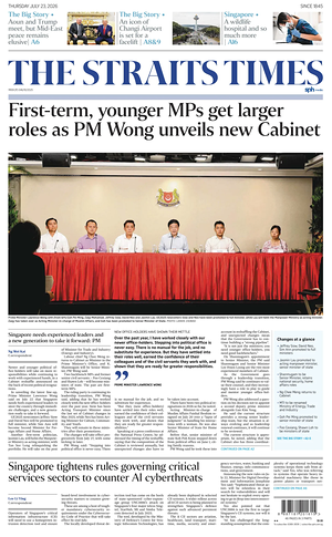 Prima pagina The Straits Times di oggi - Quotidiano estero