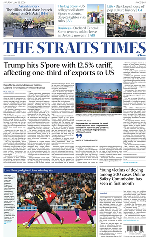 Prima pagina The Straits Times di oggi - Quotidiano estero