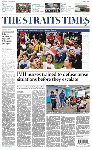 Prima pagina The Straits Times di oggi - Quotidiano estero