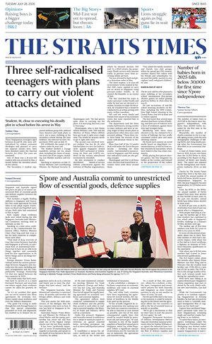 Prima pagina The Straits Times di oggi - Quotidiano estero