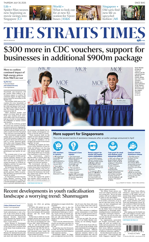 Prima pagina The Straits Times di oggi - Quotidiano estero