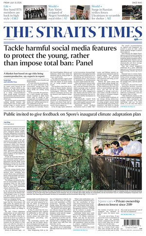 Prima pagina The Straits Times di oggi - Quotidiano estero