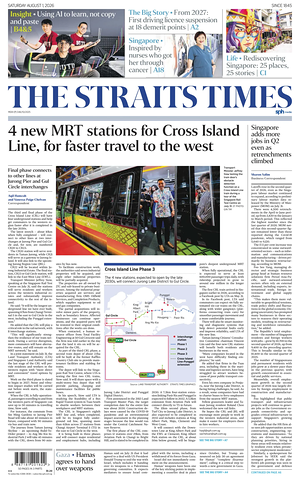 Prima pagina The Straits Times di oggi - Quotidiano estero