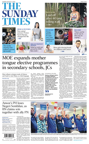 Prima pagina The Straits Times di oggi - Quotidiano estero