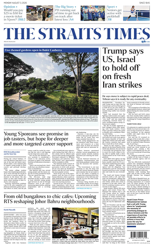 Prima pagina The Straits Times di oggi - Quotidiano estero