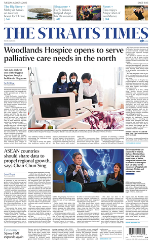 Prima pagina The Straits Times di oggi - Quotidiano estero