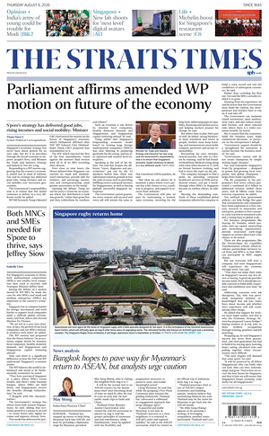 Prima pagina The Straits Times di oggi - Quotidiano estero