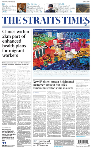 Prima pagina The Straits Times di oggi - Quotidiano estero