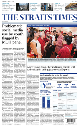 Prima pagina The Straits Times di oggi - Quotidiano estero