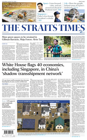 Prima pagina The Straits Times di oggi - Quotidiano estero