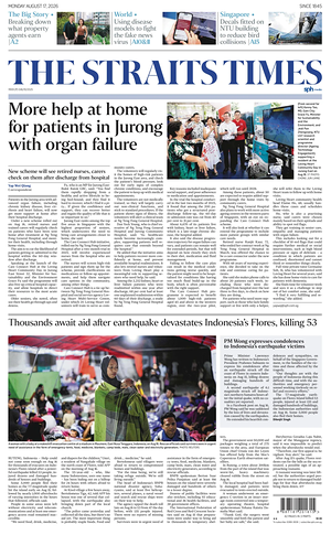 Prima pagina The Straits Times di oggi - Quotidiano estero