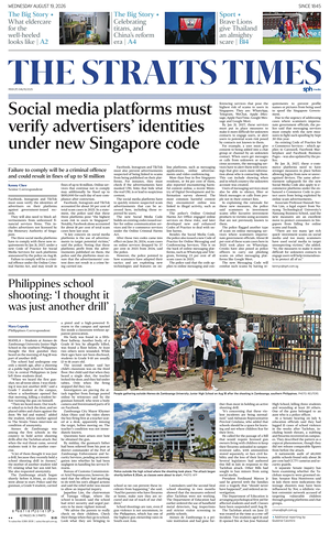 Prima pagina The Straits Times di oggi - Quotidiano estero