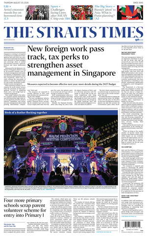 Prima pagina The Straits Times di oggi - Quotidiano estero