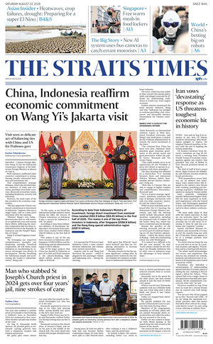 Prima pagina The Straits Times di oggi - Quotidiano estero