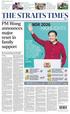 Prima pagina The Straits Times di oggi - Quotidiano estero