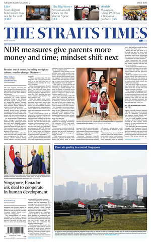 Prima pagina The Straits Times di oggi - Quotidiano estero