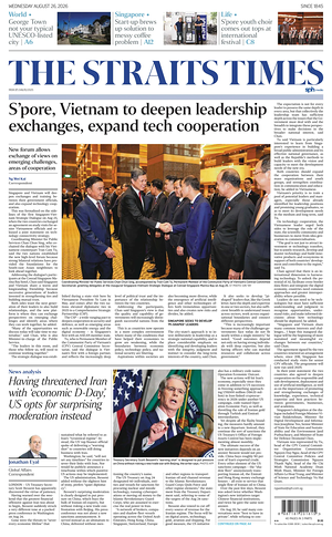 Prima pagina The Straits Times di oggi - Quotidiano estero