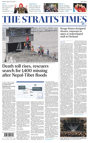 Prima pagina The Straits Times di oggi - Quotidiano estero