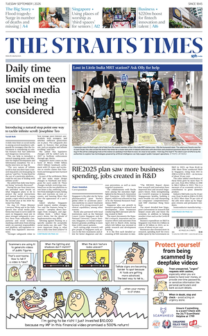 Prima pagina The Straits Times di oggi - Quotidiano estero