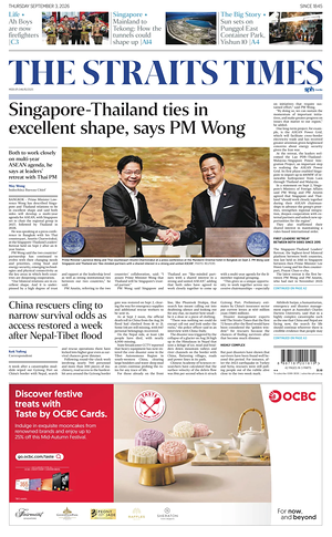 Prima pagina The Straits Times di oggi - Quotidiano estero