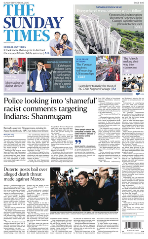 Prima pagina The Straits Times di oggi - Quotidiano estero