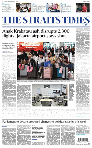 Prima pagina The Straits Times di oggi - Quotidiano estero