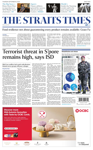 Prima pagina The Straits Times di oggi - Quotidiano estero