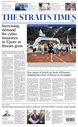 Prima pagina The Straits Times di oggi - Quotidiano estero