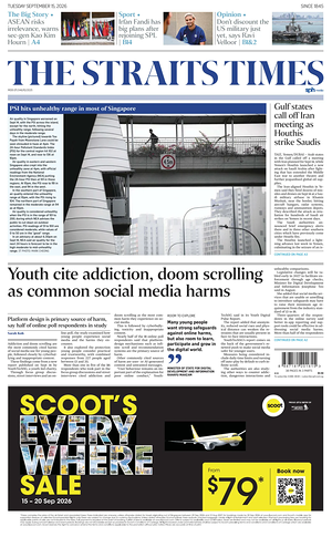 Prima pagina The Straits Times di oggi - Quotidiano estero