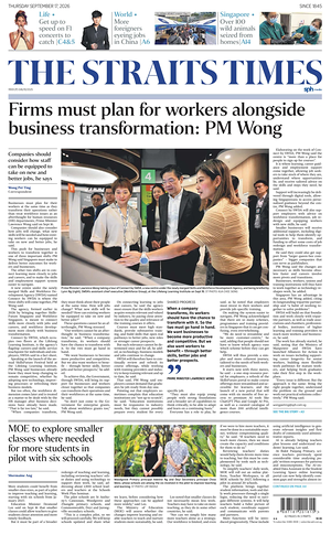 Prima pagina The Straits Times di oggi - Quotidiano estero