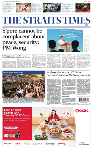 Prima pagina The Straits Times di oggi - Quotidiano estero