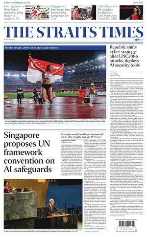 Prima pagina The Straits Times di oggi - Quotidiano estero