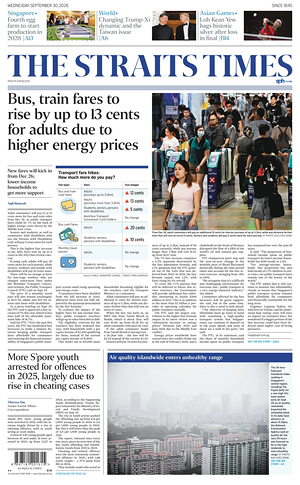 Prima pagina The Straits Times di oggi - Quotidiano estero