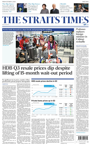 Prima pagina The Straits Times di oggi - Quotidiano estero