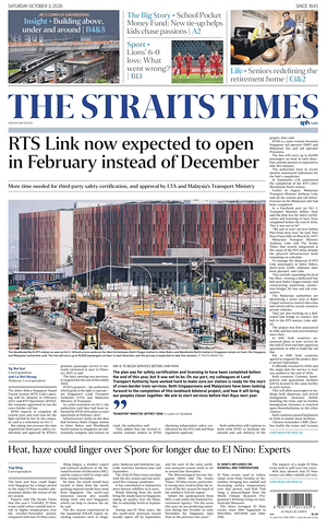 Prima pagina The Straits Times di oggi - Quotidiano estero