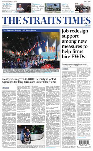 Prima pagina The Straits Times di oggi - Quotidiano estero