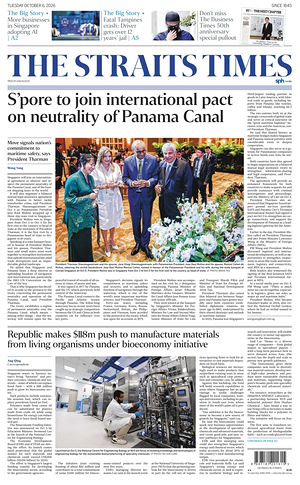 Prima pagina The Straits Times di oggi - Quotidiano estero