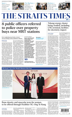 Prima pagina The Straits Times di oggi - Quotidiano estero